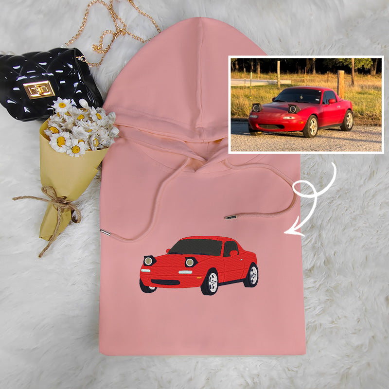 Personalized Wheels: Custom Car Embroidery Hoodie