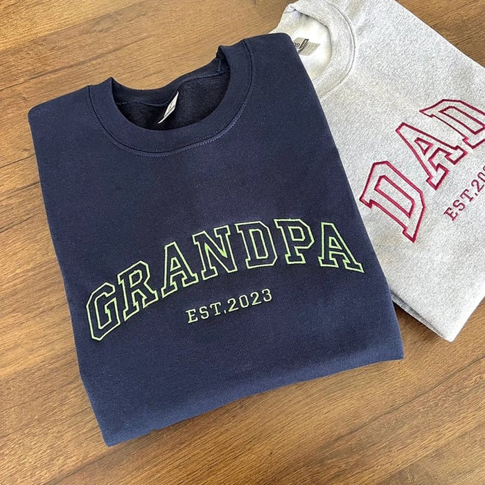 Custom embroidered sweatshirt with your child's name on the sleeve
