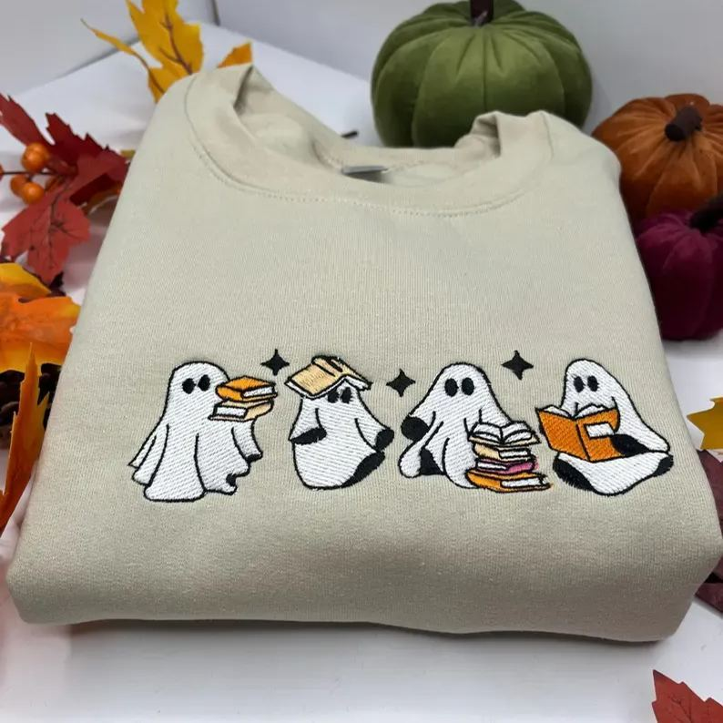 Ghost Rrading Books Embroidered Sweatshirt