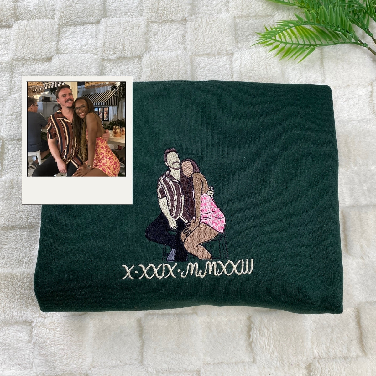 Anniversary Custom Picture Hoodies - Milestone Embroidered Photo Couples Sweatshirts Gift