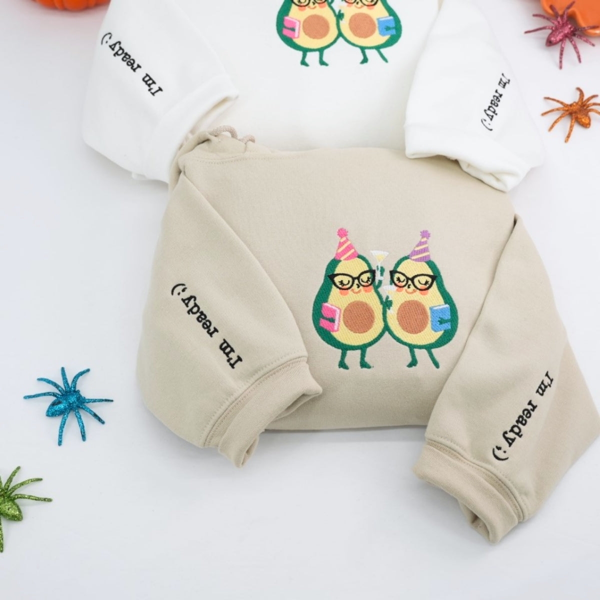 Avocado Couple Hoodies - Cute Food Matching Embroidered Sweatshirts - Perfect Halloween Anniversary Gift