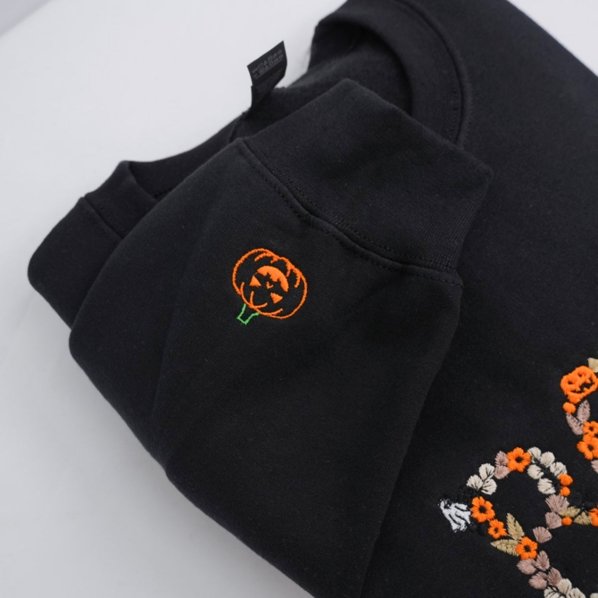 BOO Halloween Custom Hoodie - Embroidered Spooky Floral Design - Halloween Party Gift