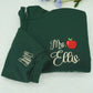 Back to School Teacher Sweatshirt - Custom Mrs Miss Name Embroidered Quarter Zip - Personalized Educator Gift