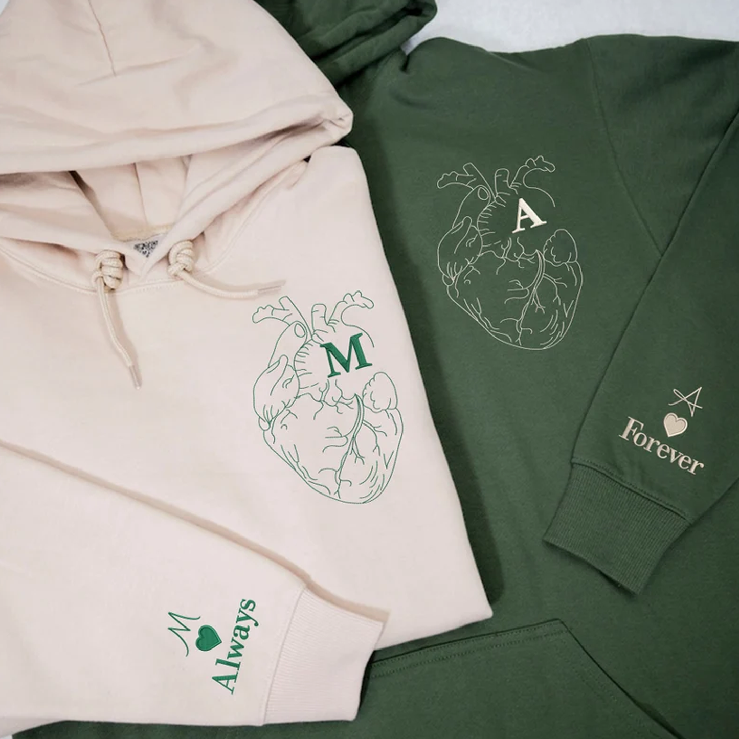 Embroidered Boyfriend Girlfriend Matching Sets with Hoodie or Sweatshirt
