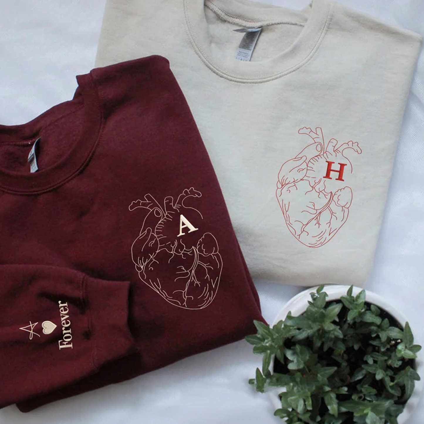 Embroidered Boyfriend Girlfriend Matching Sets with Hoodie or Sweatshirt