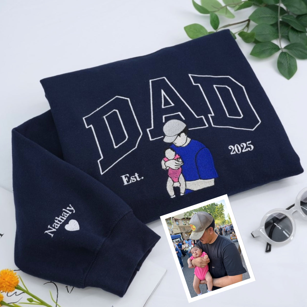 Brand New Dad Custom Hoodies - Personalized Baby Name Embroidered Sweatshirts - Father's Day