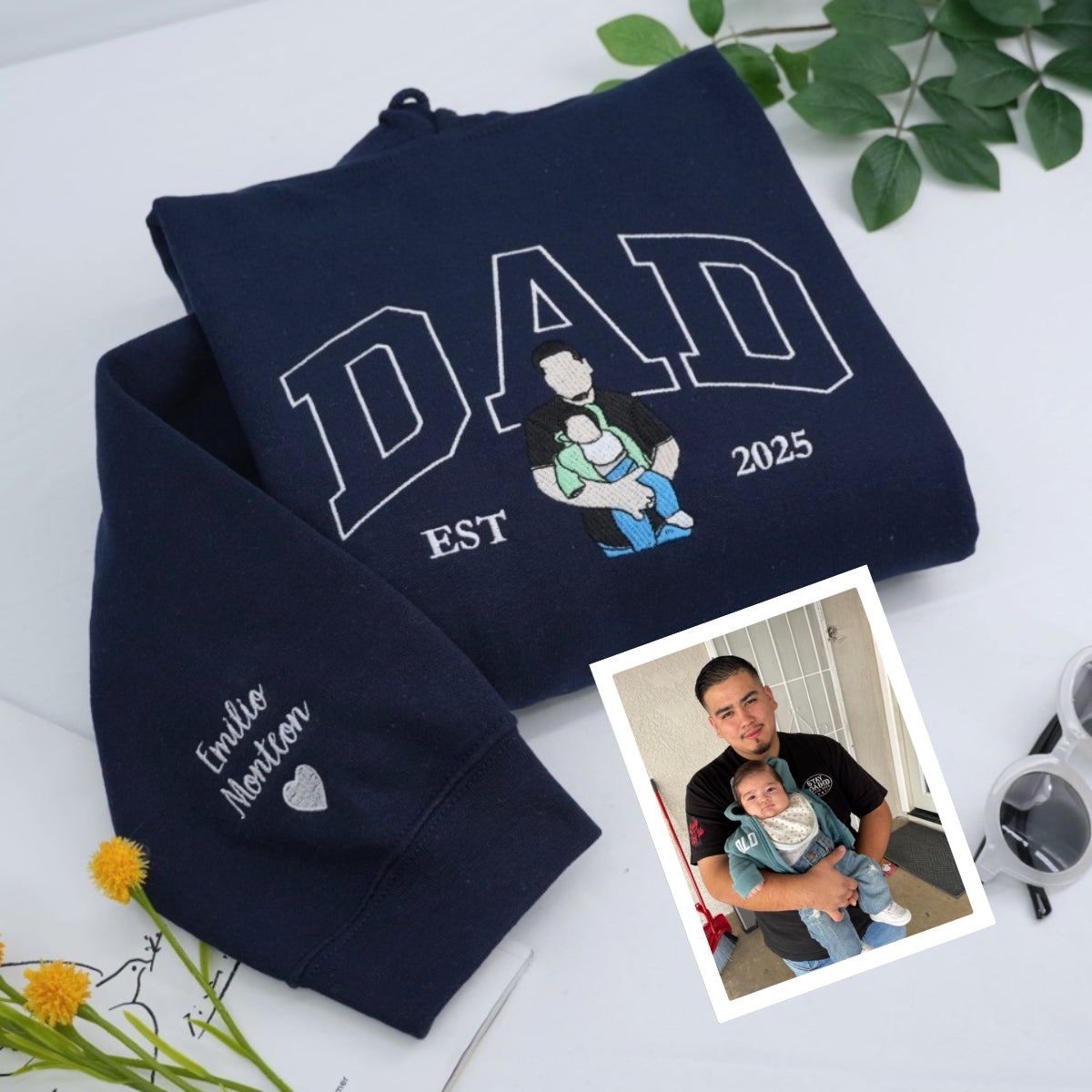 Brand New Dad Custom Hoodies - Personalized Baby Name Embroidered Sweatshirts - Father's Day