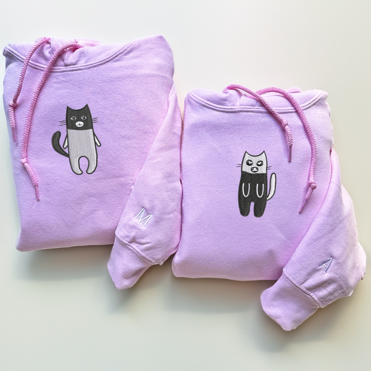 Custom Embroidered Robber Bandit Cats Matching Hoodies for Couples
