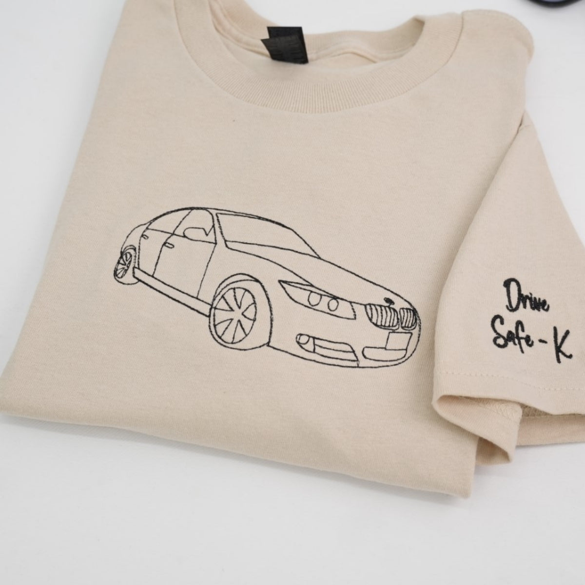 Car Outline Custom T-Shirt - Minimalist Auto Embroidered Shirt - Perfect Car Lover Gift