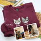 Cat Mom Portrait Sweatshirts - Custom Cat Names Embroidered Crewneck - Cat Parent Apparel