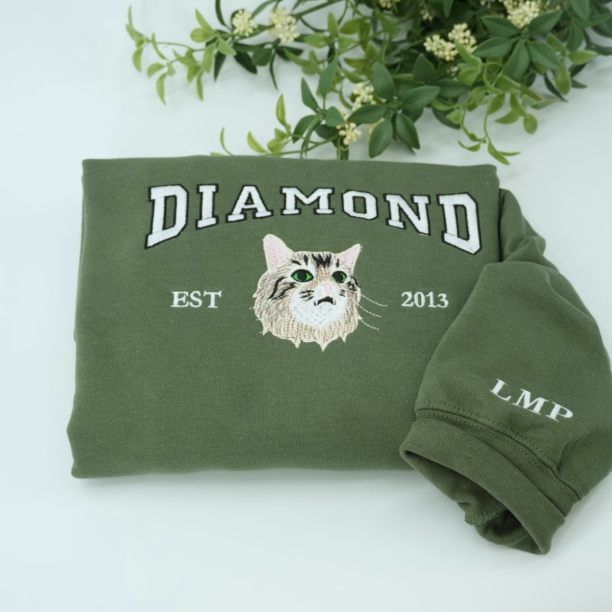 Cat Portrait Custom Hoodies - Pet Face Varsity Embroidered Sweatshirts - Personalized Cat Parent Gift