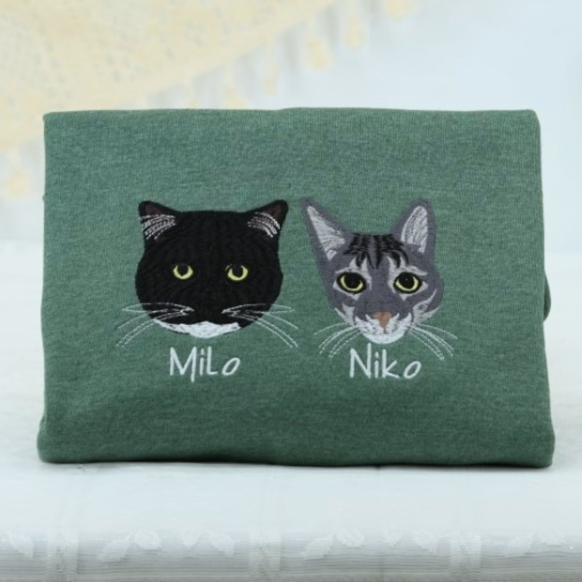 Cats Portrait Hoodies - Multi Pet Face Embroidered Sweatshirts - Custom Cat Family Collection Gift