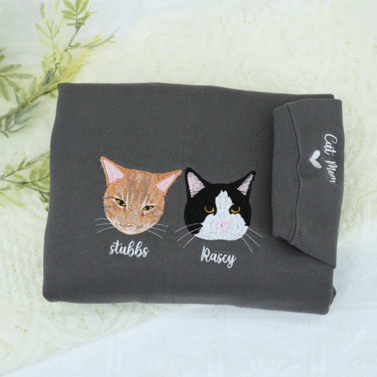 Cats Portrait Hoodies - Multi Pet Face Embroidered Sweatshirts - Custom Cat Family Collection Gift