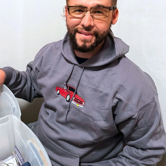 Custom Embroidered Trucker Hoodie from Your Photo, Personalized Gift for Truck Lover