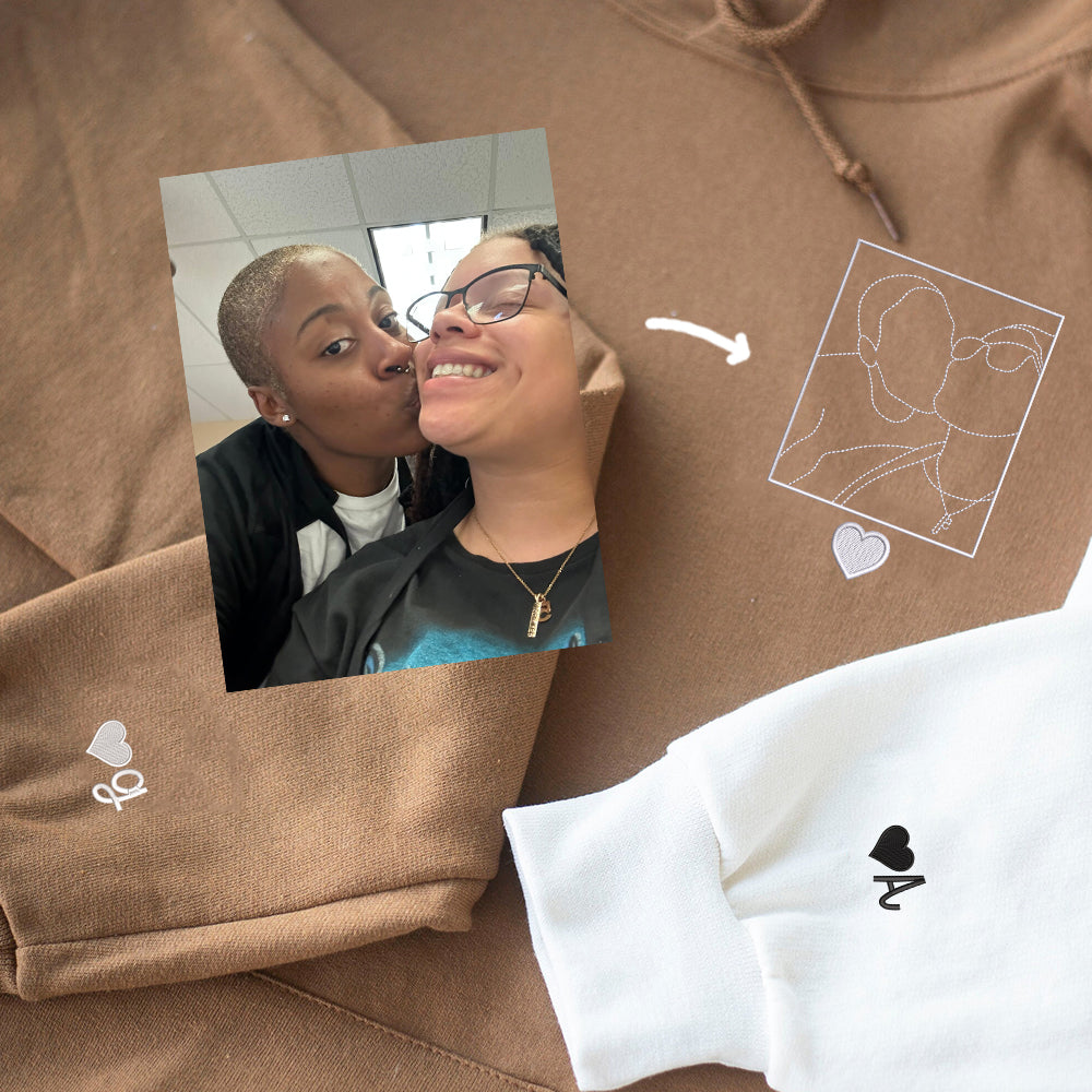Custom Embroidered Portrait from Photo Sweatshirt, Couple Sweatshirts, Couples Portrait, Custom Photo Hoodie, Personalized Gift For Couples