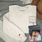 Custom Embroidered Portrait Sweatshirt for Couple, Personalized People Outline with Photo Hoodie, Embroidered Line Art Photo