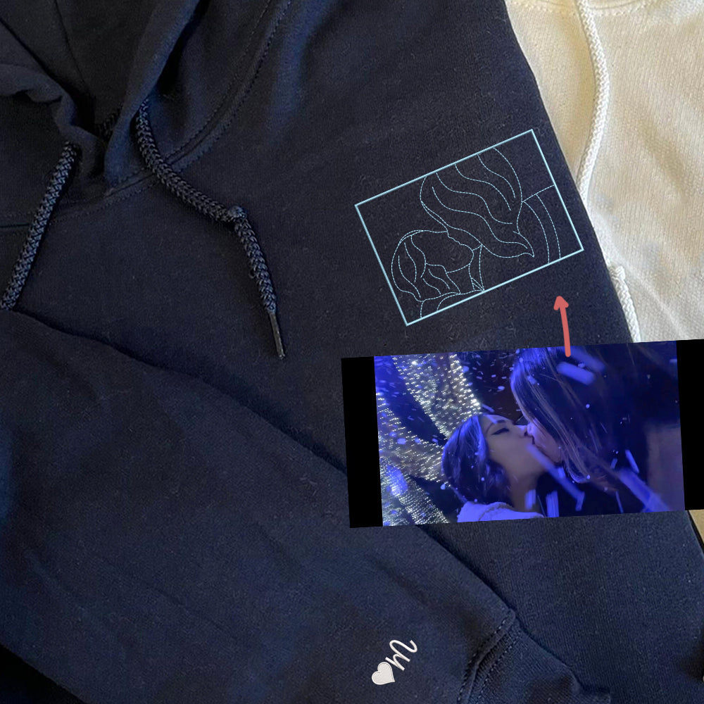 Custom Embroidered Couple Sweatshirts Hoodies, Personalized Portrait from Photo, Unique Gift Idea