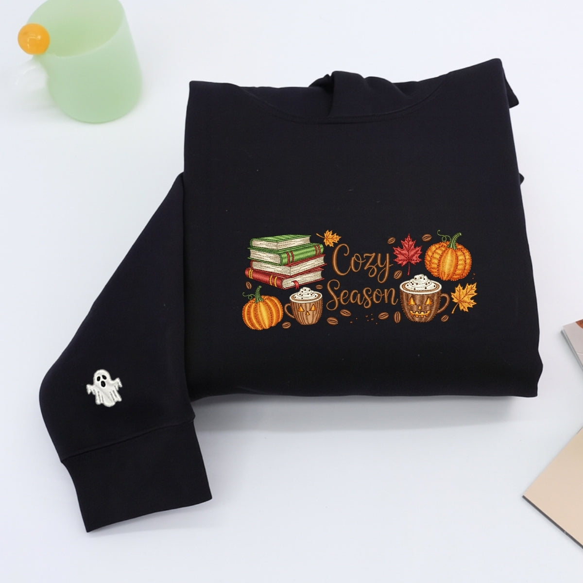 Cozy Season Book Lover Hoodies - Fall Reading Pumpkin Spice Embroidered Sweatshirts - Perfect Bookish Gift