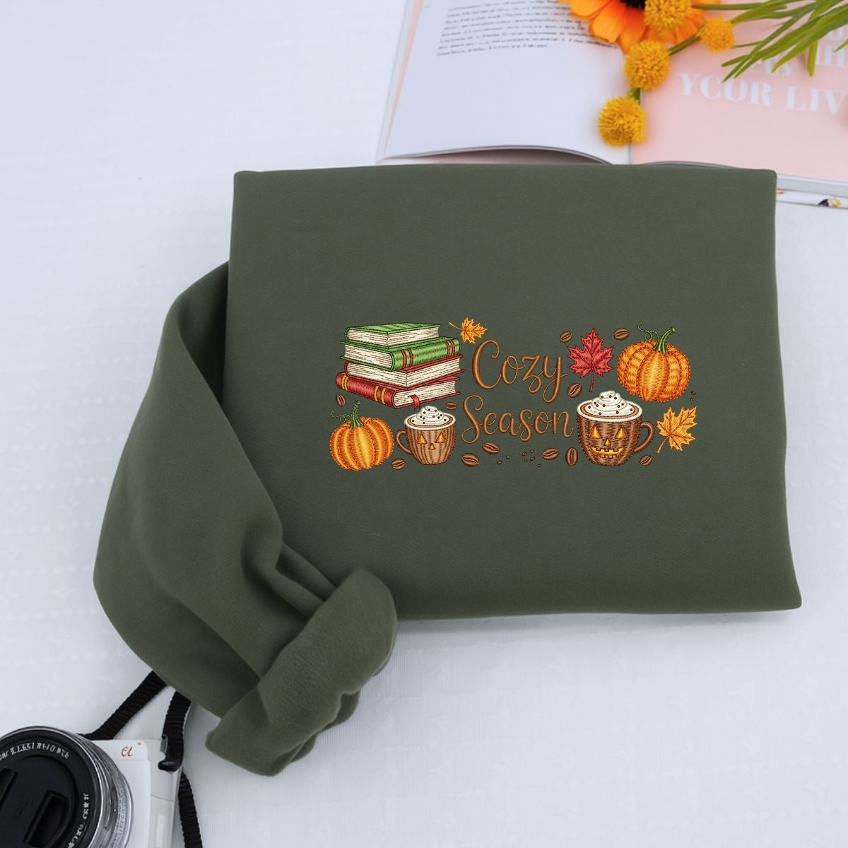 Cozy Season Book Lover Hoodies - Fall Reading Pumpkin Spice Embroidered Sweatshirts - Perfect Bookish Gift
