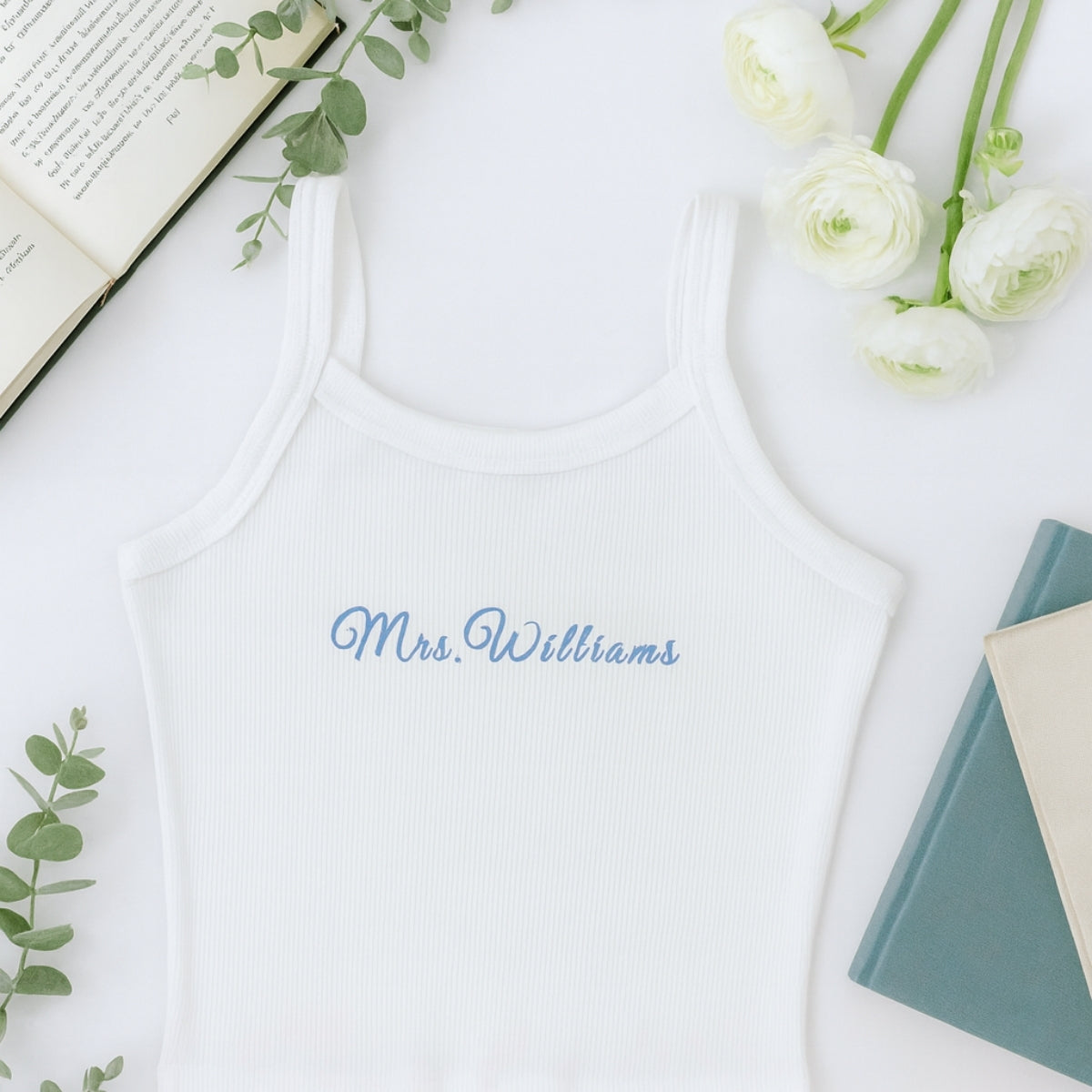 Custom Bride Tank Tops - Personalized Embroidered Bridal Party Tanks - Perfect Wedding Bachelorette Gift Set