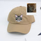 Custom Cat Portrait Embroidered Cap - Pet Parent Personalized Cat Names Accessory - Cat Mom Dad Gift