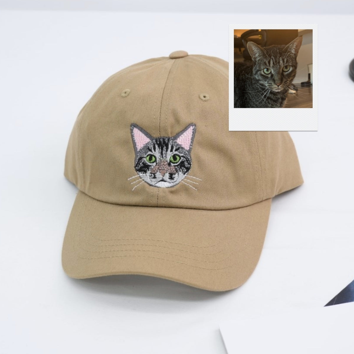 Custom Cat Portrait Embroidered Cap - Pet Parent Personalized Cat Names Accessory - Cat Mom Dad Gift
