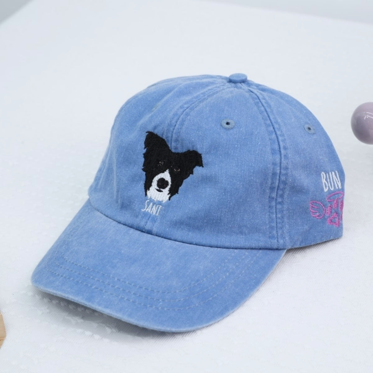 Custom Dog Embroidered Cap - Pet Portrait Personalized Accessory - Dog Owner Parent Gift