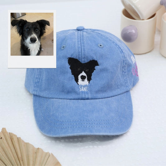 Custom Dog Embroidered Cap - Pet Portrait Personalized Accessory - Dog Owner Parent Gift