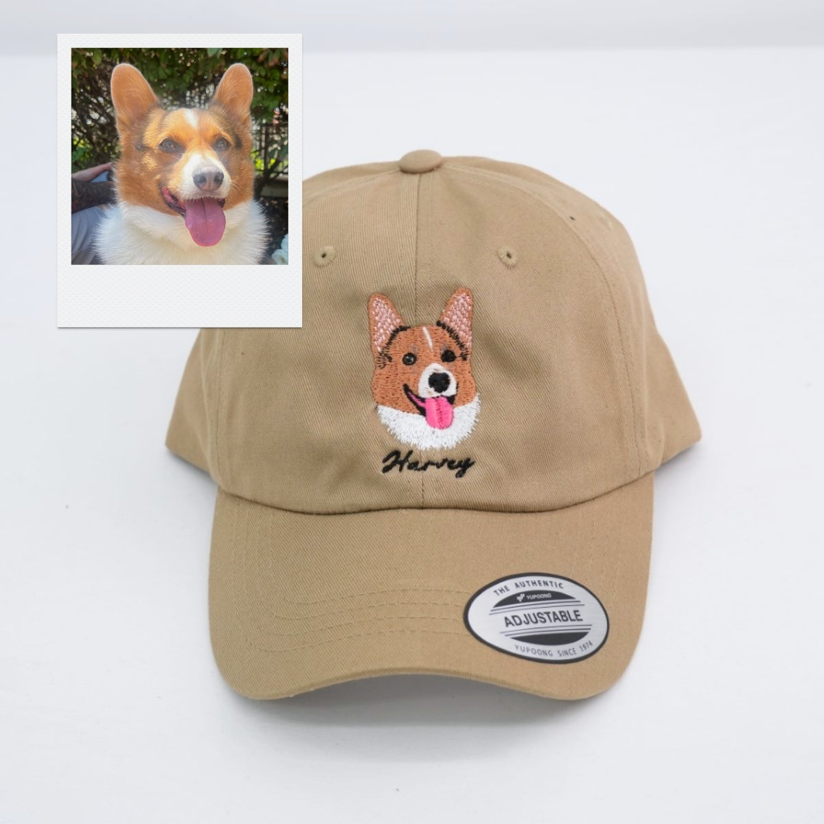 Custom Dog Photo Embroidered Cap - Pet Portrait Personalized Name Accessory - Dog Parent Lover Gift