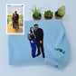 Custom Full Color Embroidered Couple Portrait Hoodie – Personalized Sweatshirt from Your Photo with Custom Date –  Engagement or Anniversary Gift