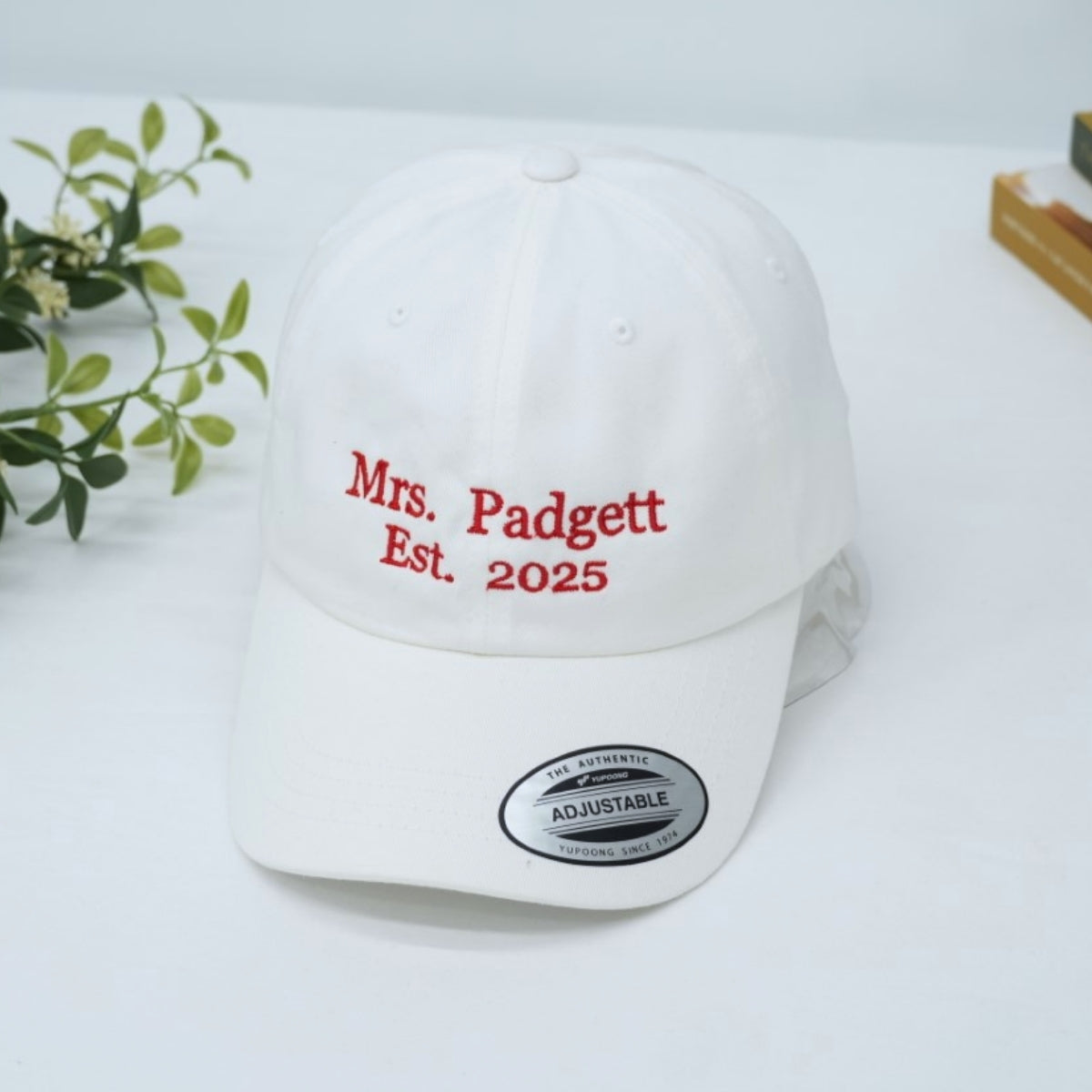 Custom Mrs. Embroidered Cap - Personalized Newlywed Bridal Accessory - Wedding Gift EST Date