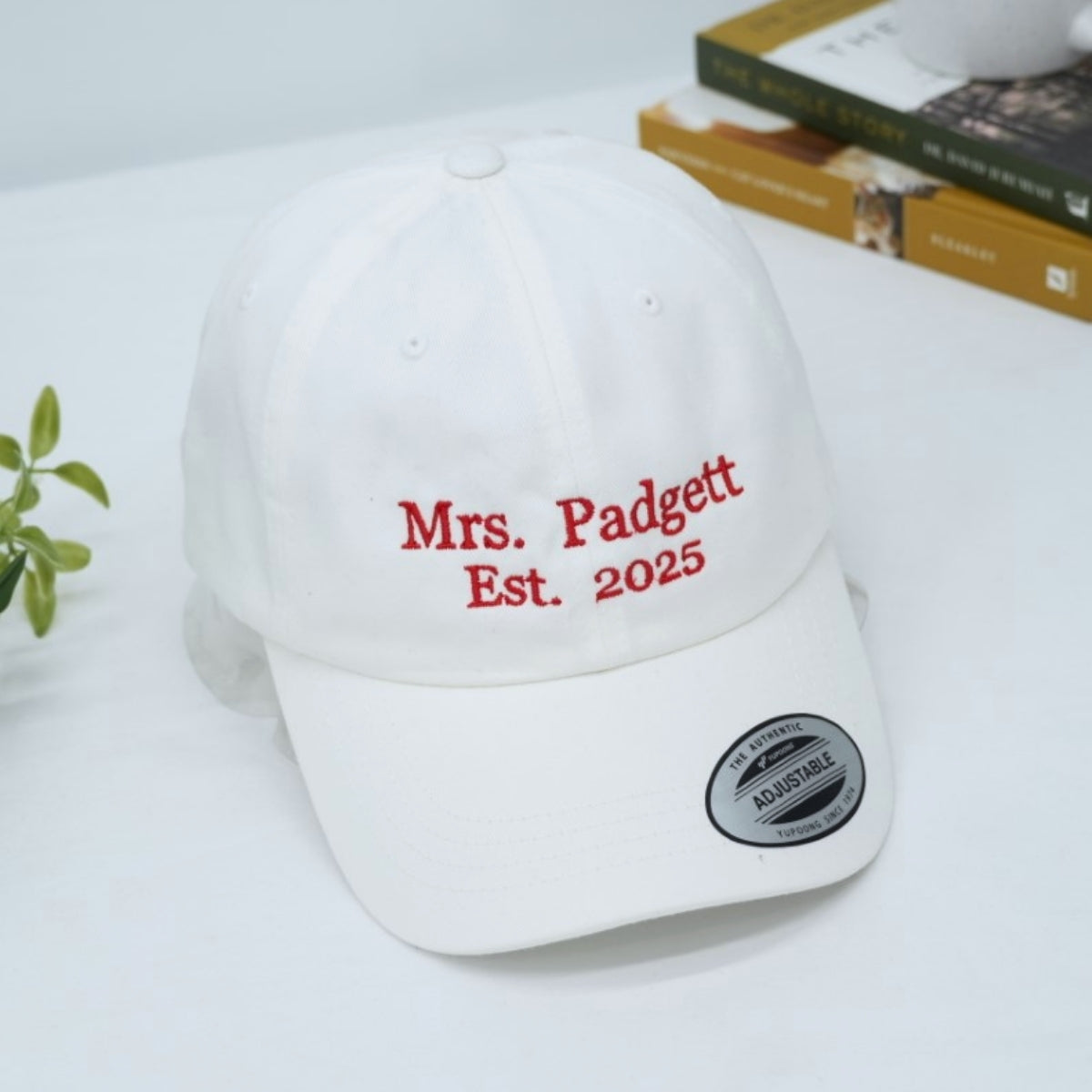 Custom Mrs. Embroidered Cap - Personalized Newlywed Bridal Accessory - Wedding Gift EST Date