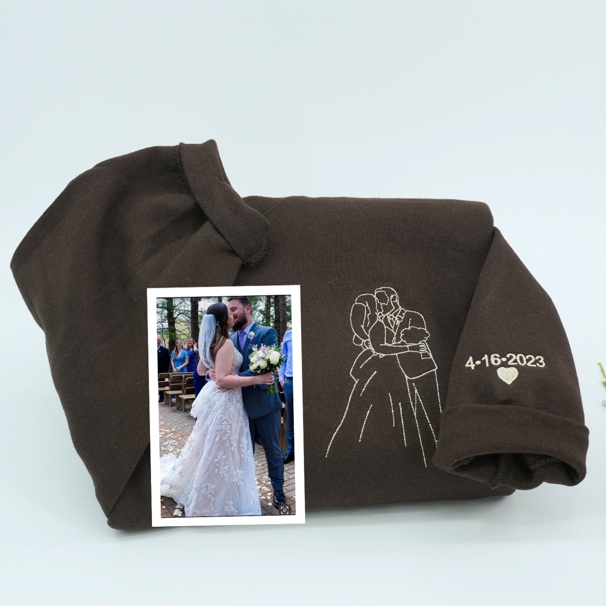 Custom Anniversary Date Hoodies - Couple Portrait Line Art with Roman Numerals - Special Date Gift