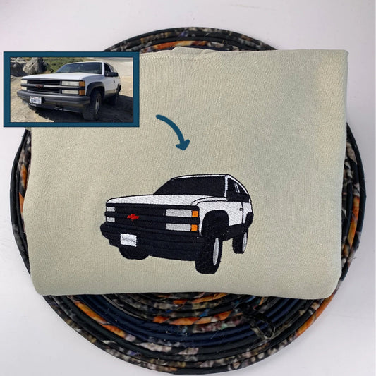 Custom Car Embroidered Hoodies - Vehicle Portrait Sweatshirts - Perfect Car Enthusiast Gift