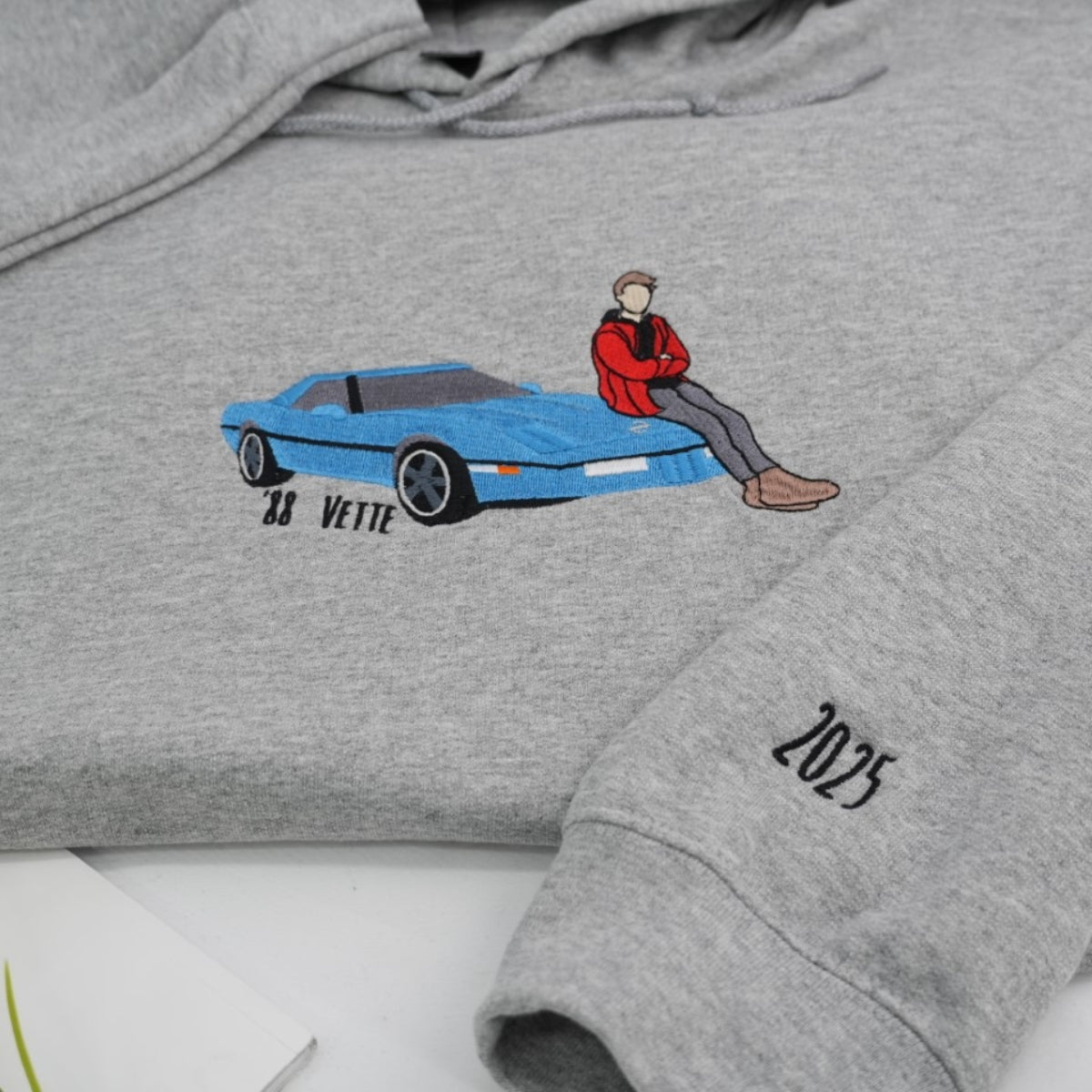 Custom Car Embroidered Sweatshirts with Personalized Text - Vehicle Portrait & Handwriting Hoodies - Perfect Car Lover Gift
