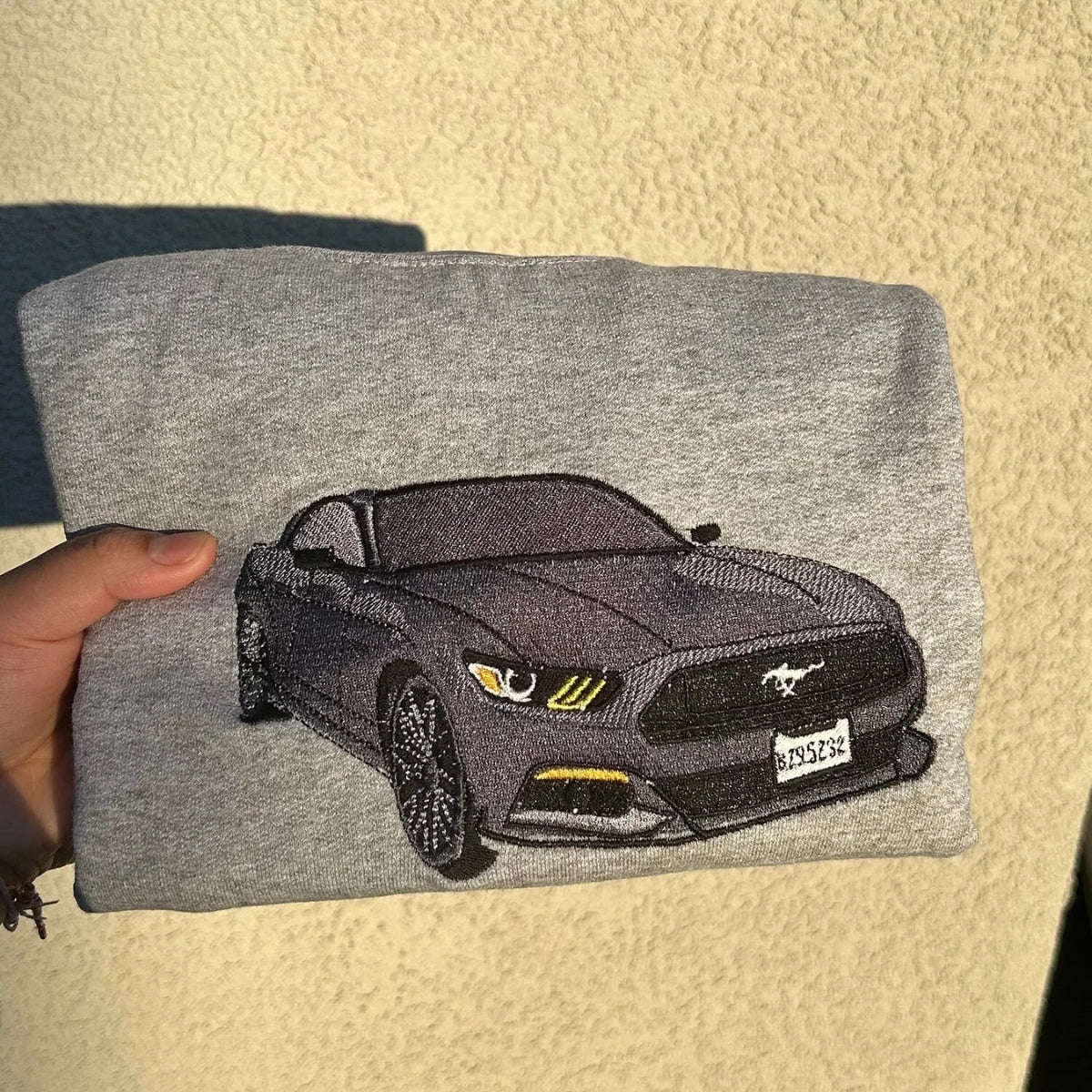 Custom Car Embroidered Sweatshirts with Personalized Text - Vehicle Portrait & Handwriting Hoodies - Perfect Car Lover Gift