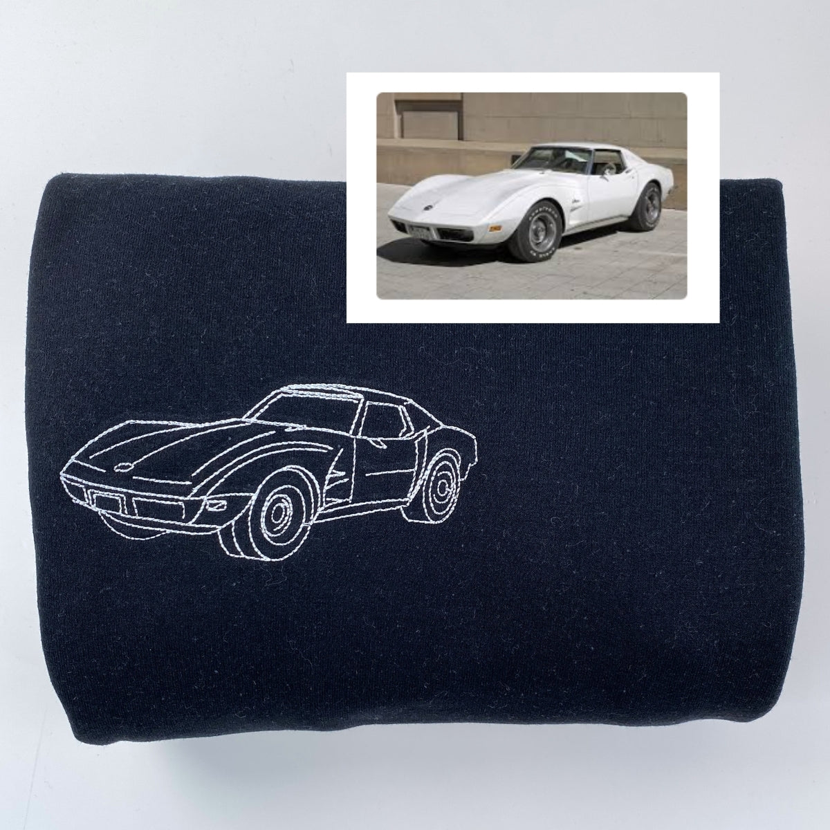 Custom Car Line Art Hoodies - Vehicle Outline Embroidered Sweatshirts - Classic Design