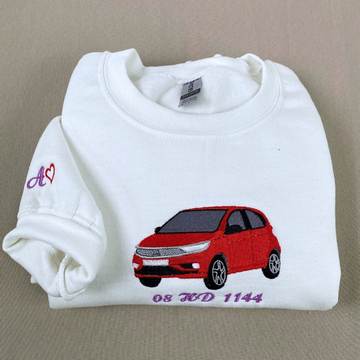 Custom Car Portrait Hoodies - Personalized Vehicle Embroidered Sweatshirts - Car Enthusiast Gift