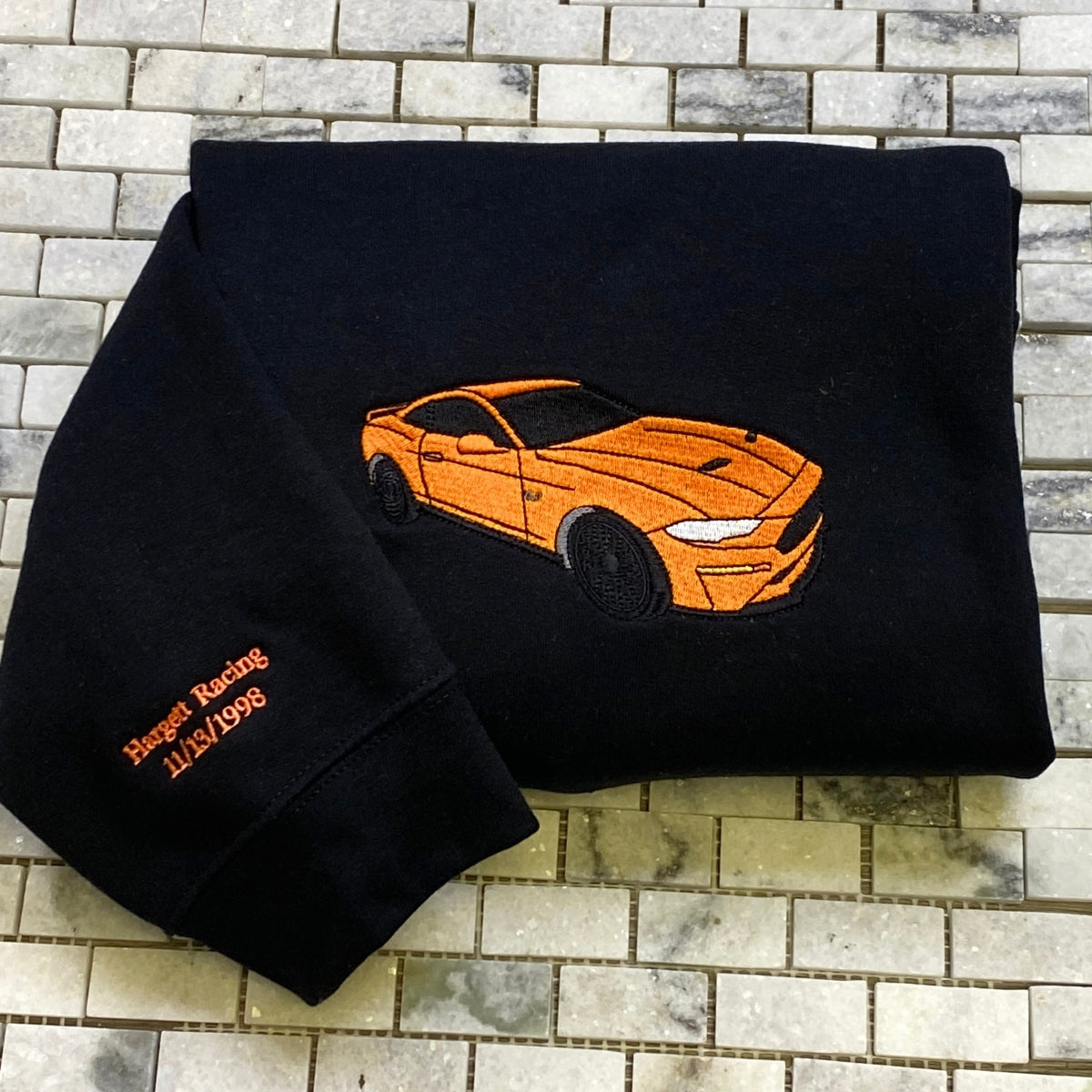 Custom Car Portrait Hoodies - Personalized Vehicle Embroidered Sweatshirts - Car Enthusiast Gift