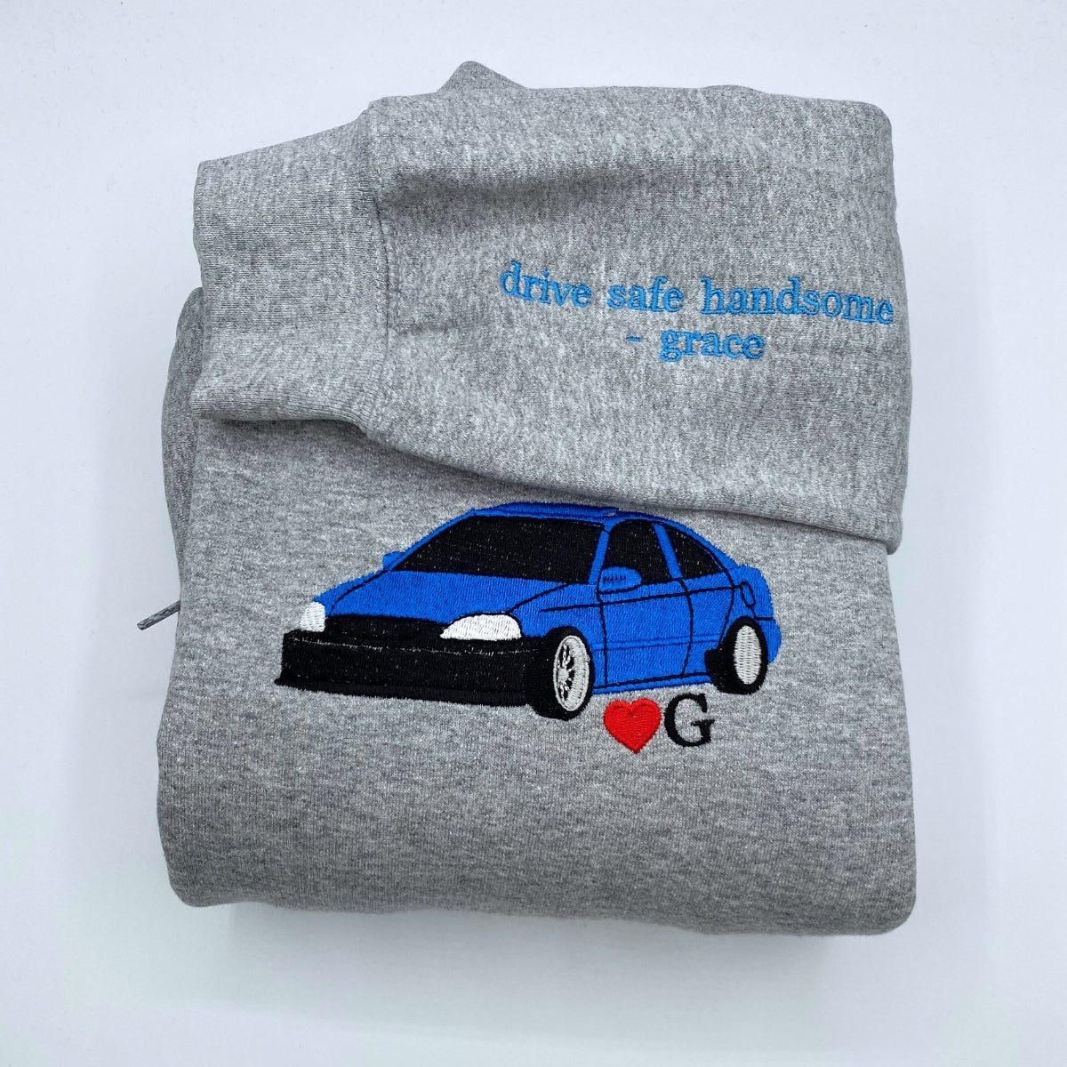 Custom Car Portrait Hoodies - Personalized Vehicle Embroidered Sweatshirts - Car Enthusiast Gift