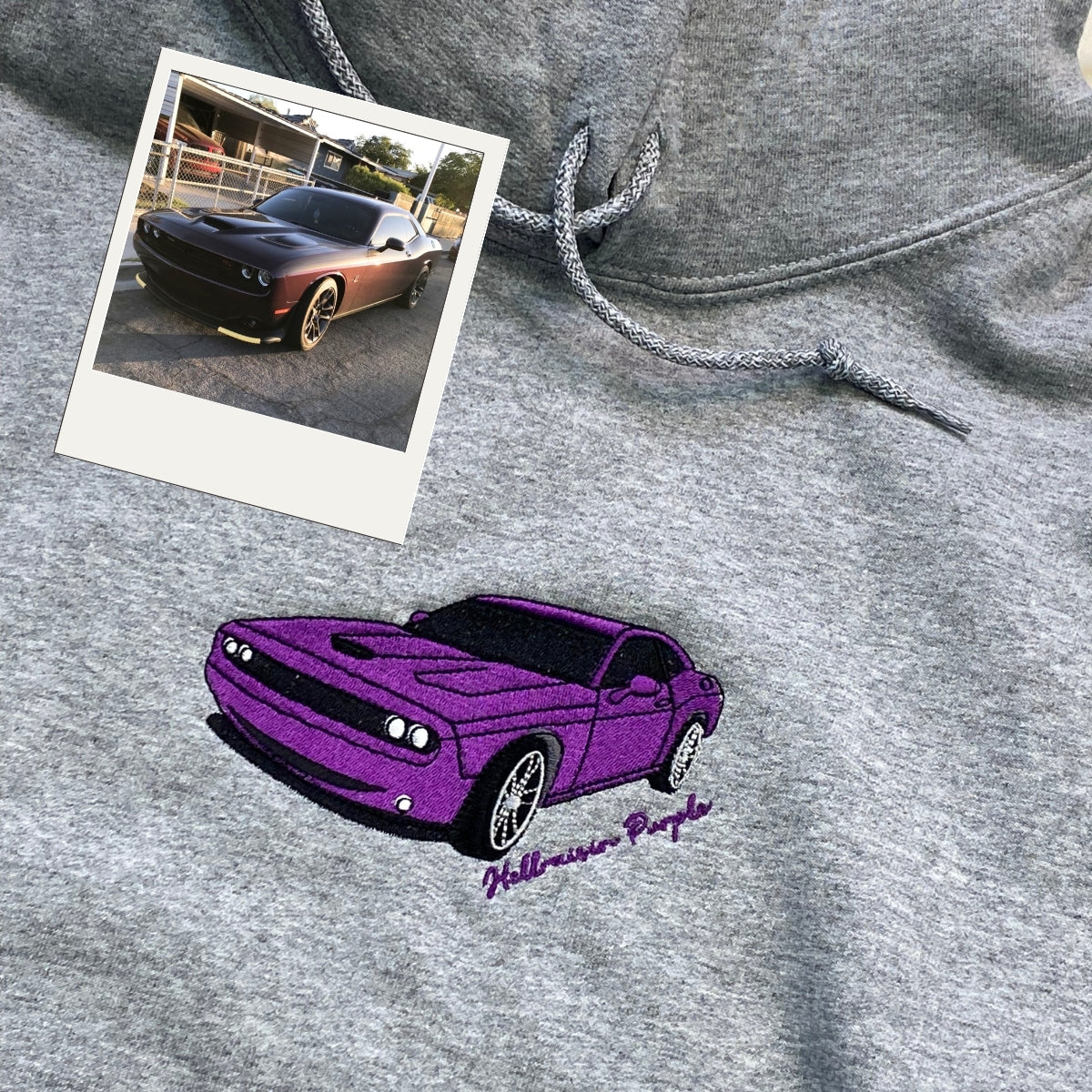 Custom Car Portrait Hoodies with Text - Personalized Vehicle Embroidered Sweatshirts