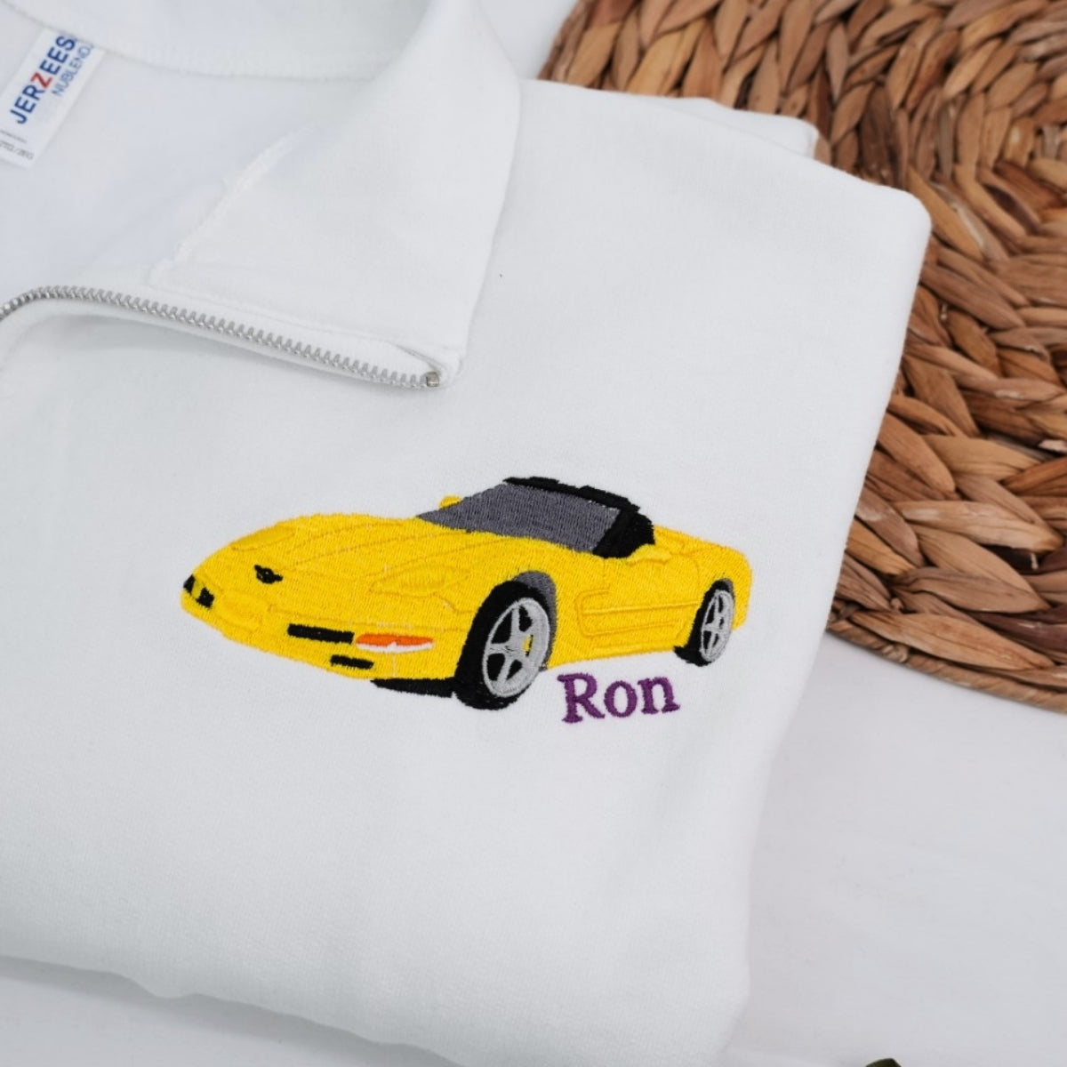 Custom Car Quarter Zip - Personalized Sports Car Embroidered Sweatshirt - Car Enthusiast Gift