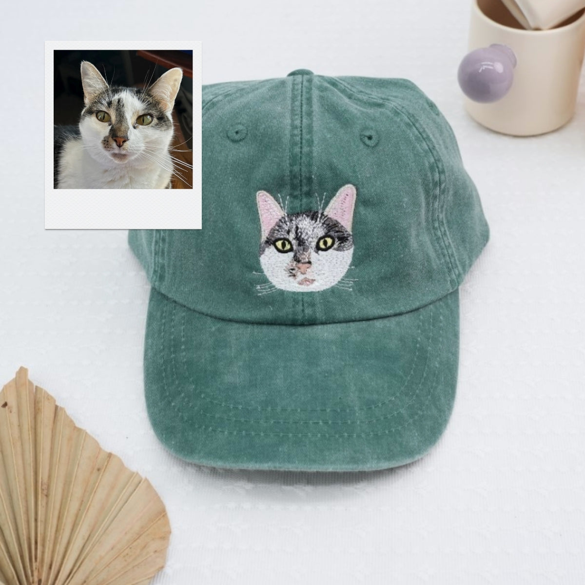 Custom Cat Face Embroidered Cap - Pet Parent Personalized Cat Name Accessory - Cat Mom Dad Gift