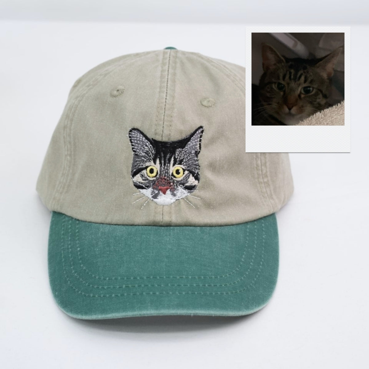 Custom Cat Face Embroidered Cap - Pet Parent Personalized Cat Name Accessory - Cat Mom Dad Gift