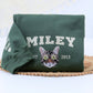 Custom Cat Portrait Varsity Hoodies - Personalized Pet Name Embroidered Sweatshirts - Cat Lover Gift