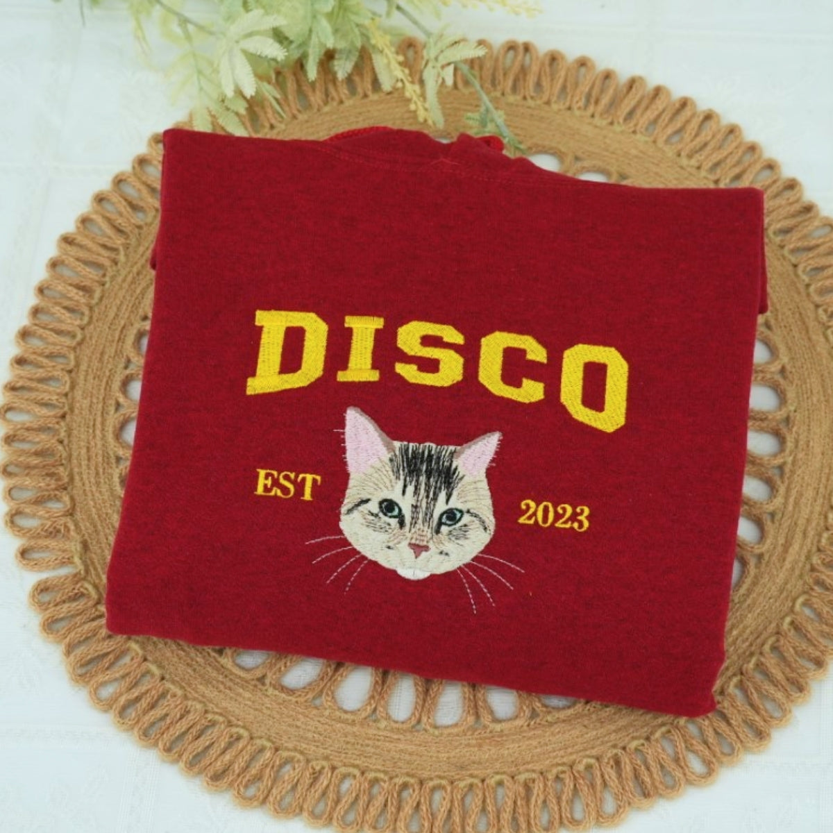 Custom Cat Portrait Varsity Hoodies - Pet Face Embroidered Sweatshirts - Personalized Cat Lover Gift