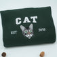 Custom Cat Portrait Varsity Hoodies - Pet Face Embroidered Sweatshirts - Personalized Cat Lover Gift