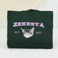 Custom Cat Portrait Varsity Hoodies - Pet Name Embroidered Sweatshirts - Personalized Cat Lover Gift