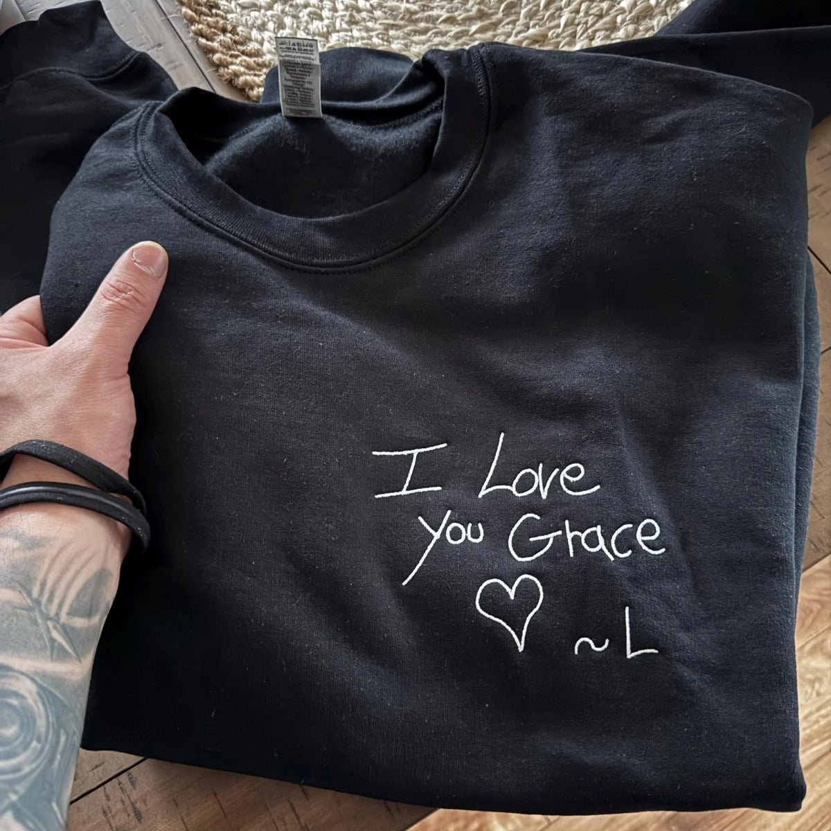 Custom Child Artwork Embroidered Sweatshirts - Kids Handwriting to Embroidery Hoodies - Perfect Family Keepsake Gift