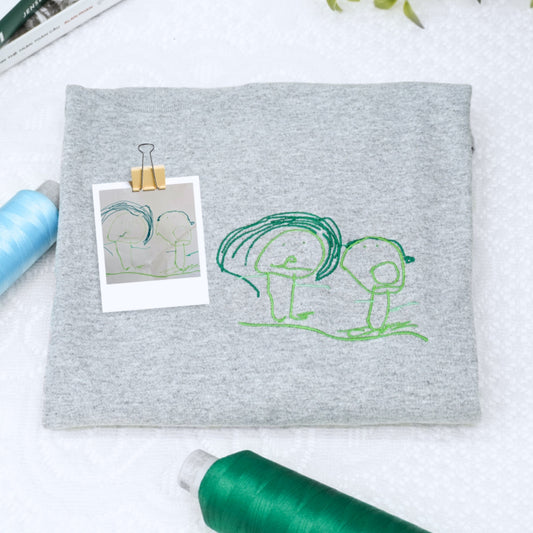 Custom Child Drawing Embroidered Sweatshirts - Simple Kids Artwork to Embroidery - Sweet Family Keepsake